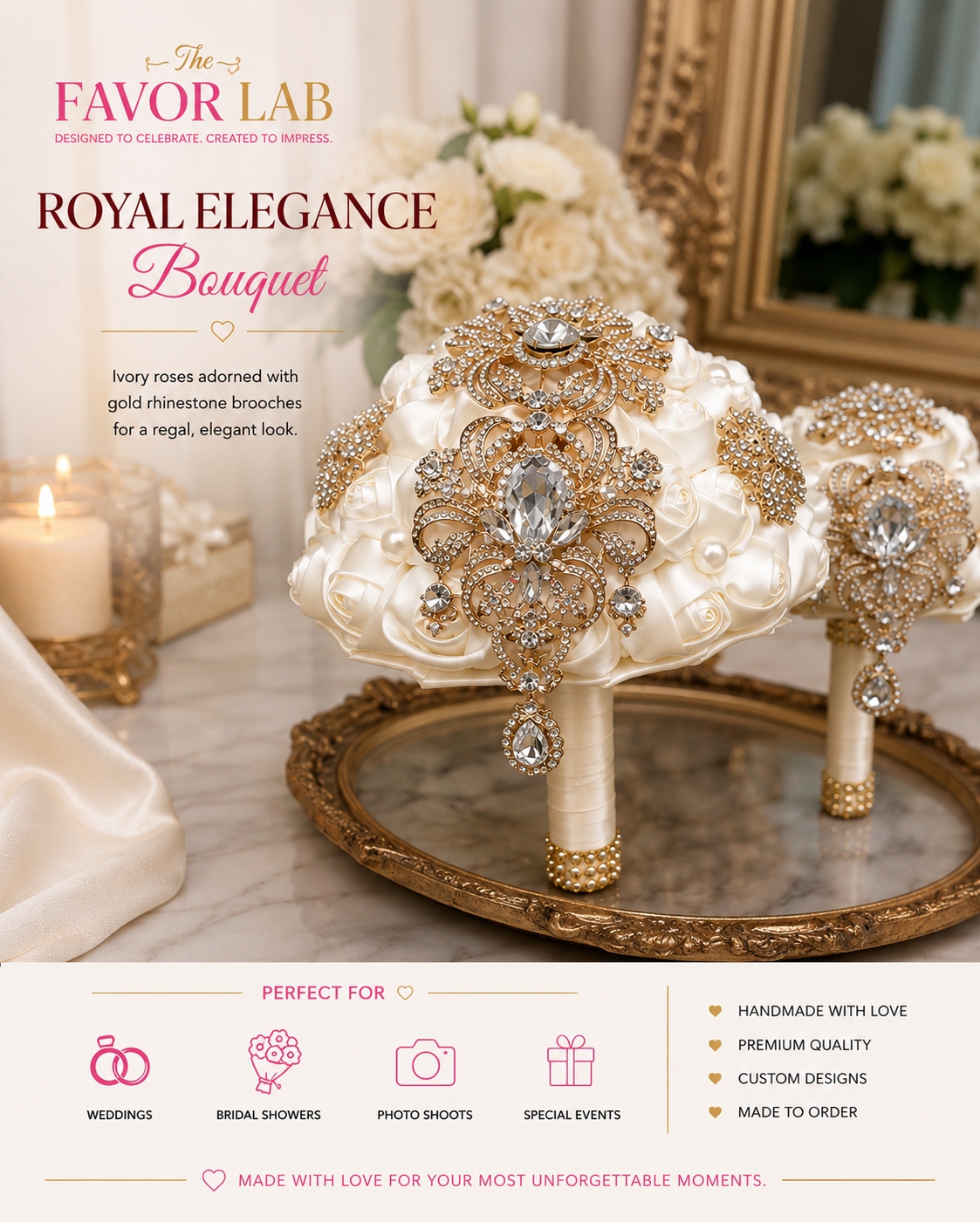 Glam Wedding Bouquet-Cream